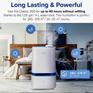 Levoit 4L Cool Mist Humidifier With Blue Accent